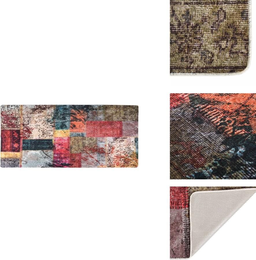 VidaXL Vloerkleed Vloerkleden Loper Vloerkleed Loper Vloerkleden Vloerkleed wasbaar anti-slip patchwork 80x300 cm meerkleurig