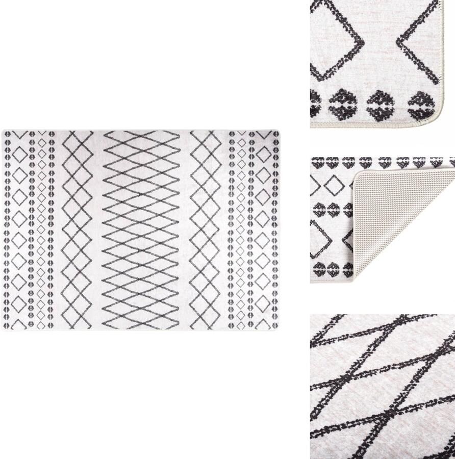 VidaXL Vloerkleed Vloerkleden Loper Vloerkleed Loper Vloerkleden Vloerkleed wasbaar anti-slip 120x180 cm zwart en wit