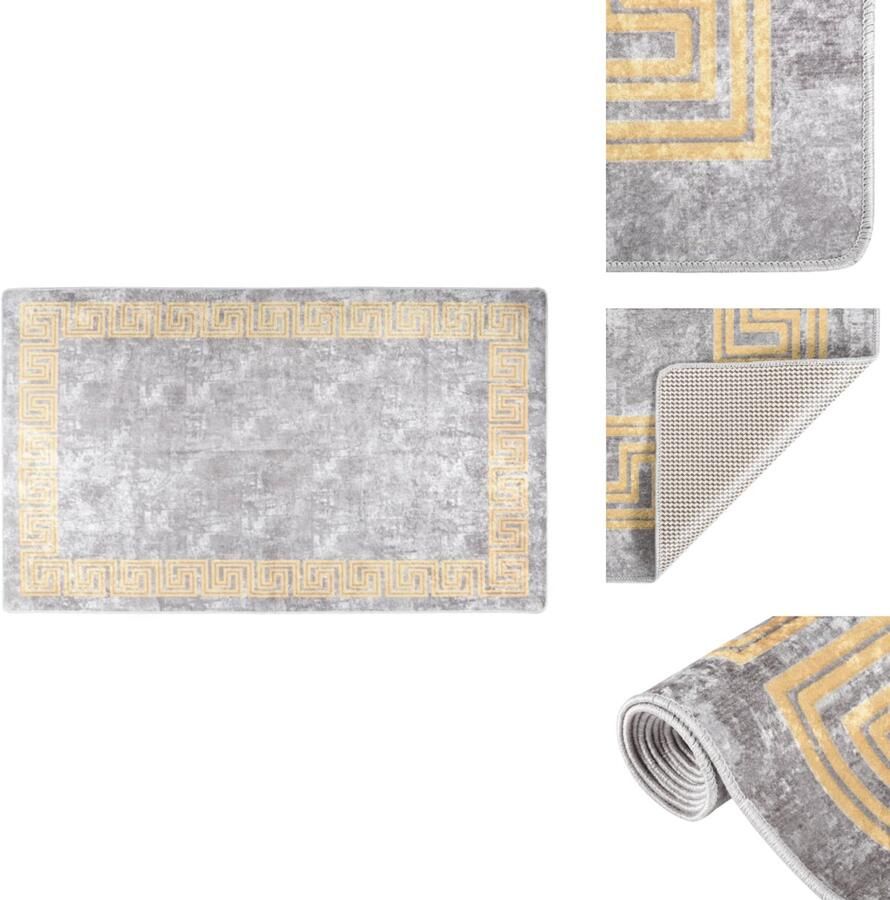 VidaXL Vloerkleed Vloerkleden Loper Vloerkleed Loper Vloerkleden Vloerkleed wasbaar anti-slip 120x180 cm grijs