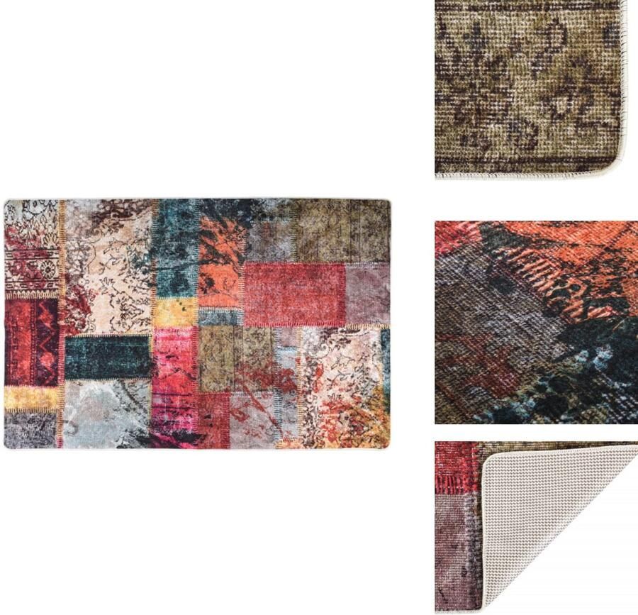 VidaXL Vloerkleed Vloerkleden Loper Vloerkleed Loper Vloerkleden Vloerkleed wasbaar anti-slip patchwork 80x150 cm meerkleurig - Foto 2