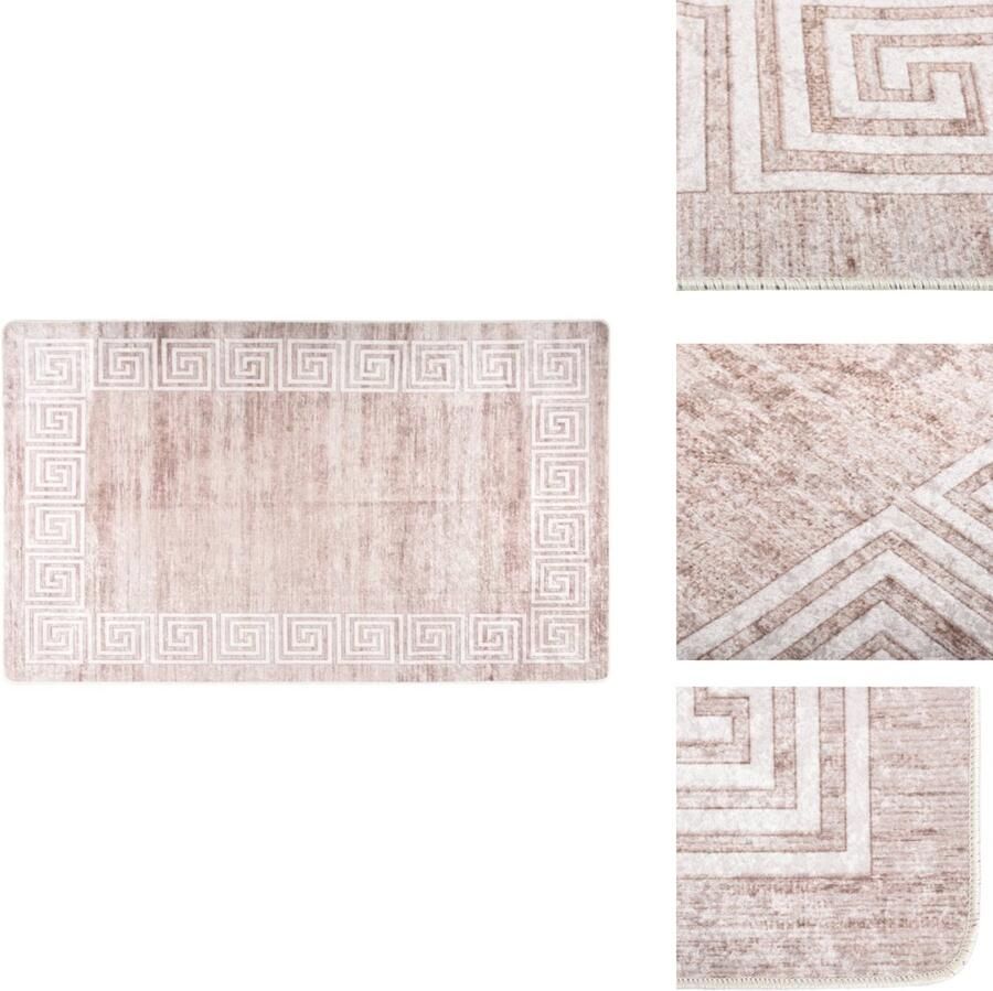 VidaXL Vloerkleed Vloerkleden Loper Vloerkleed Loper Vloerkleden Vloerkleed wasbaar anti-slip 120x180 cm beige