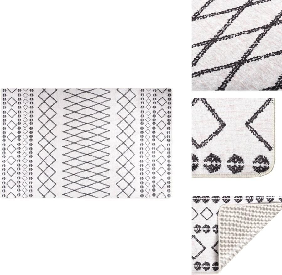 VidaXL Vloerkleed Vloerkleden Loper Vloerkleed Loper Vloerkleden Vloerkleed wasbaar anti-slip 80x150 cm zwart en wit