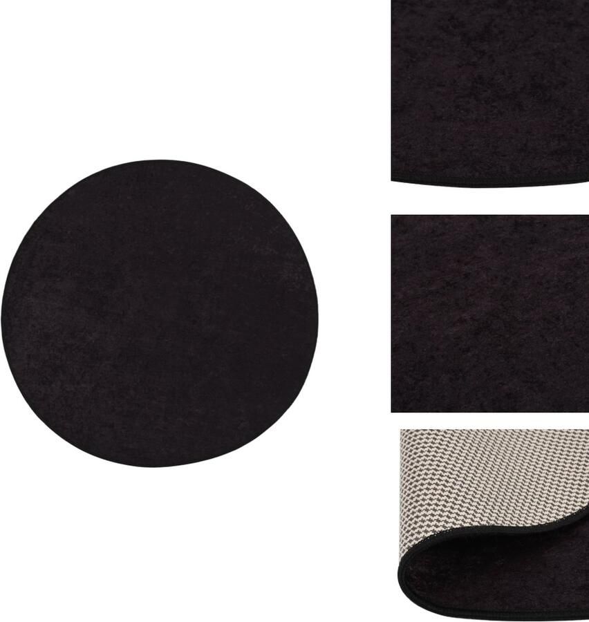 VidaXL Vloerkleed Vloerkleden Loper Vloerkleed Loper Vloerkleden Vloerkleed wasbaar anti-slip ø120 cm antracietkleurig