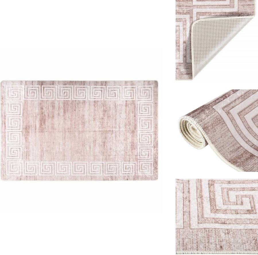 The Living Store Vloerkleed wasbaar anti-slip 160x230 cm beige Vloerkleed Tapijten Beige Vloerkleed Fluweel Vloerkleed Anti Slip Vloerkleed