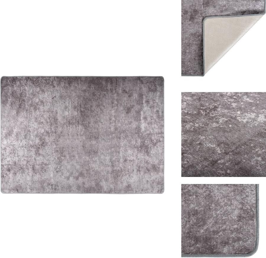 VidaXL Vloerkleed Vloerkleden Loper Vloerkleed Loper Vloerkleden Vloerkleed wasbaar anti-slip 120x180 cm grijs