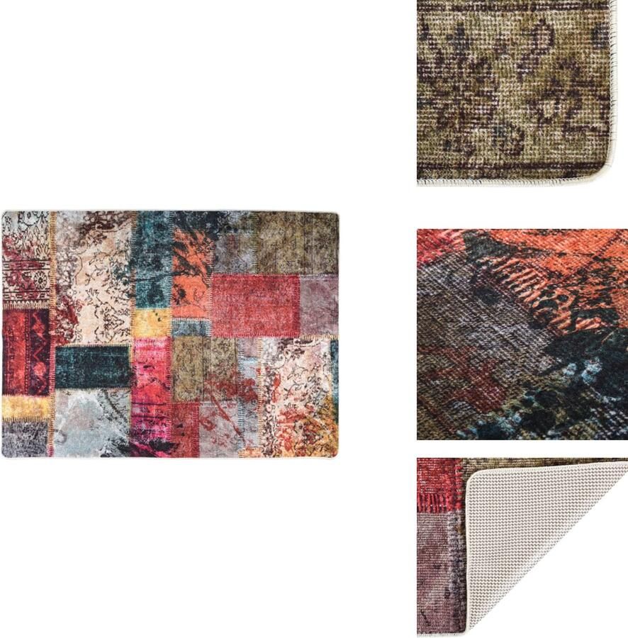 VidaXL Vloerkleed Vloerkleden Loper Vloerkleed Loper Vloerkleden Vloerkleed wasbaar anti-slip patchwork 120x180 cm meerkleurig