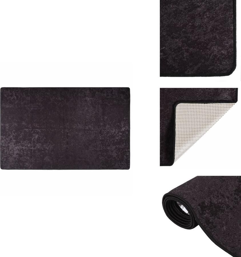 VidaXL Vloerkleed Vloerkleden Loper Vloerkleed Loper Vloerkleden Vloerkleed wasbaar anti-slip 80x150 cm antracietkleurig