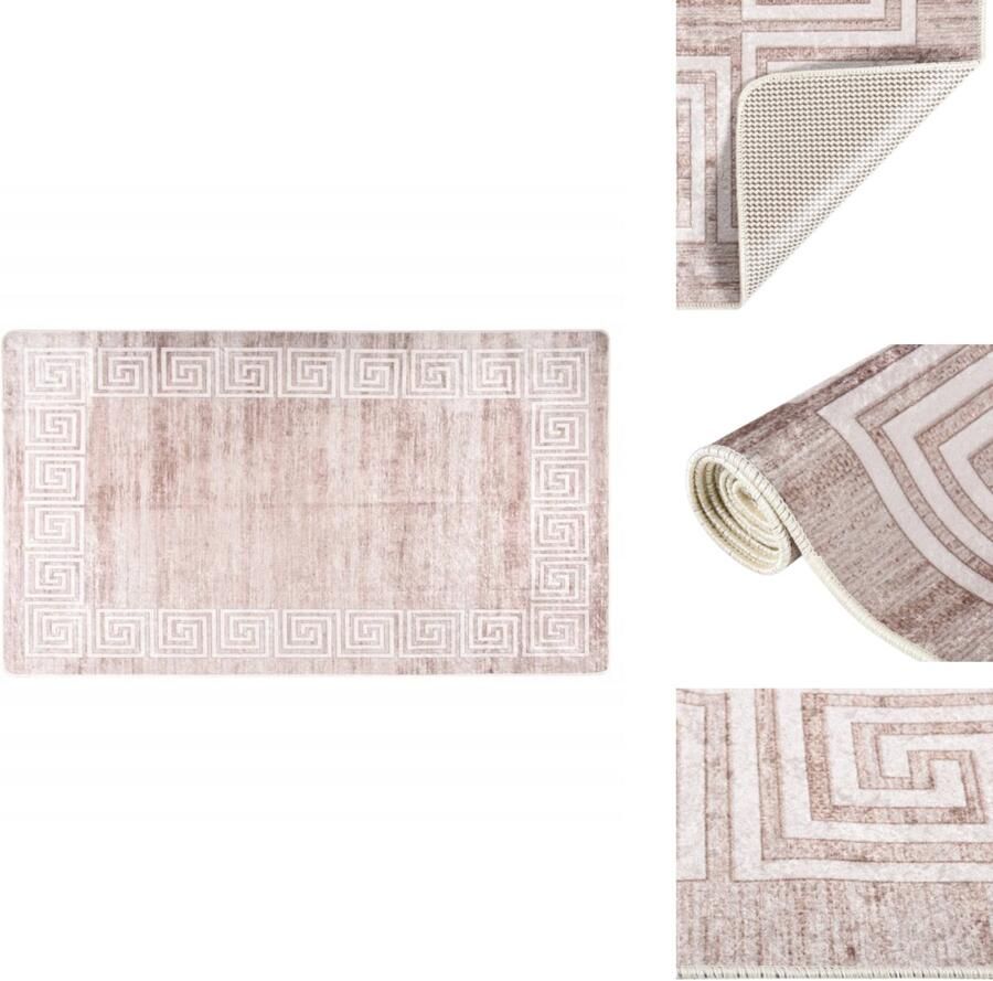 VidaXL Vloerkleed Vloerkleden Loper Vloerkleed Loper Vloerkleden Vloerkleed wasbaar anti-slip 190x300 cm beige