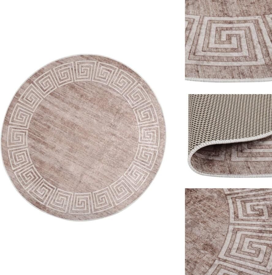 VidaXL Vloerkleed Vloerkleden Loper Vloerkleed Loper Vloerkleden Vloerkleed wasbaar anti-slip 120 cm beige