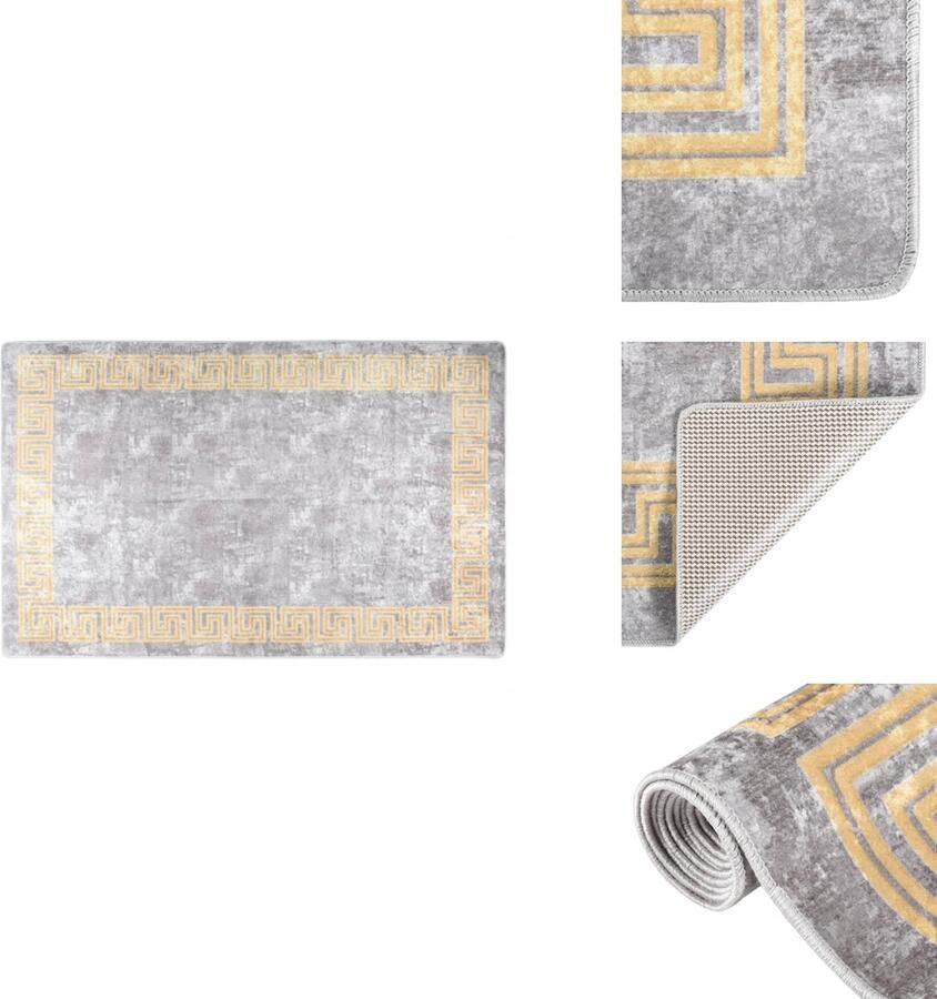 VidaXL Vloerkleed Vloerkleden Loper Vloerkleed Loper Vloerkleden Vloerkleed wasbaar anti-slip 160x230 cm grijs