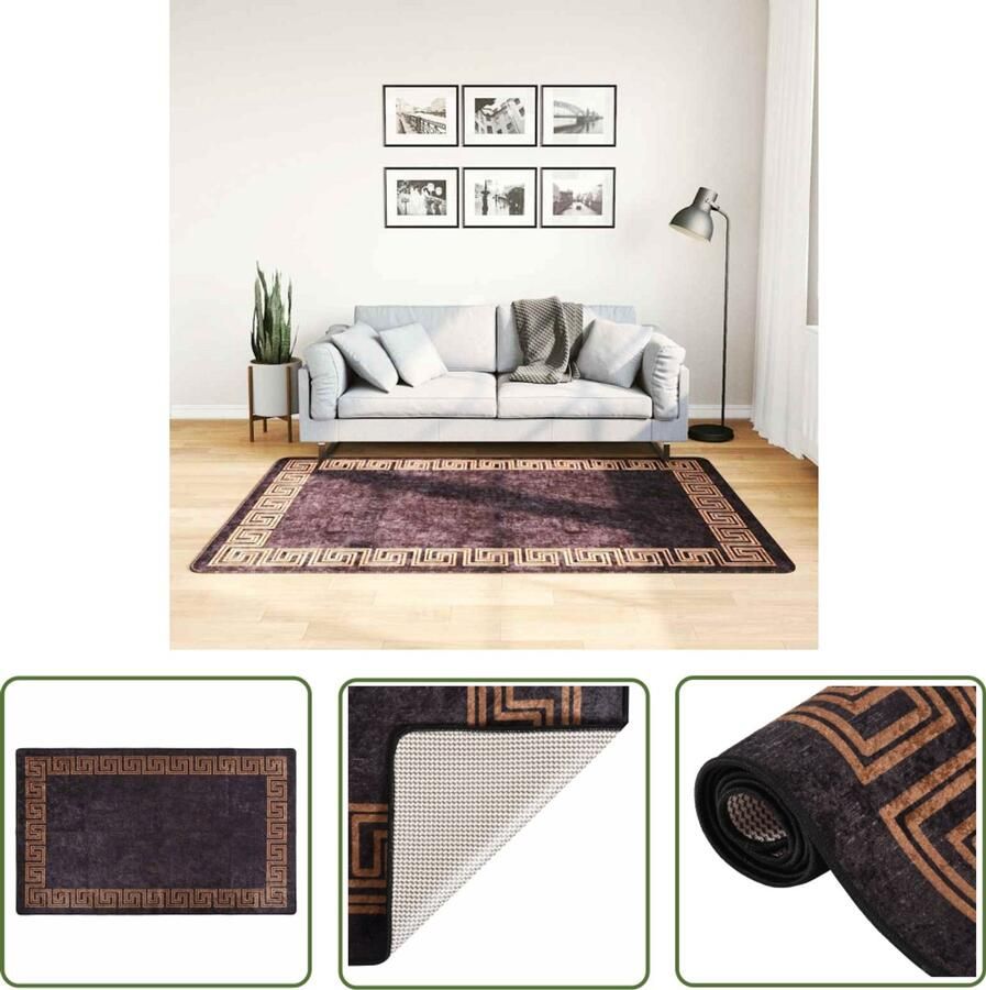 The Living Store Vloerkleed Karakteristiek Interieur 120 x 180 cm Zwart en goud Vloerkleed Tapijten Woonkamerdecoratie Salontafel Living Accessoires