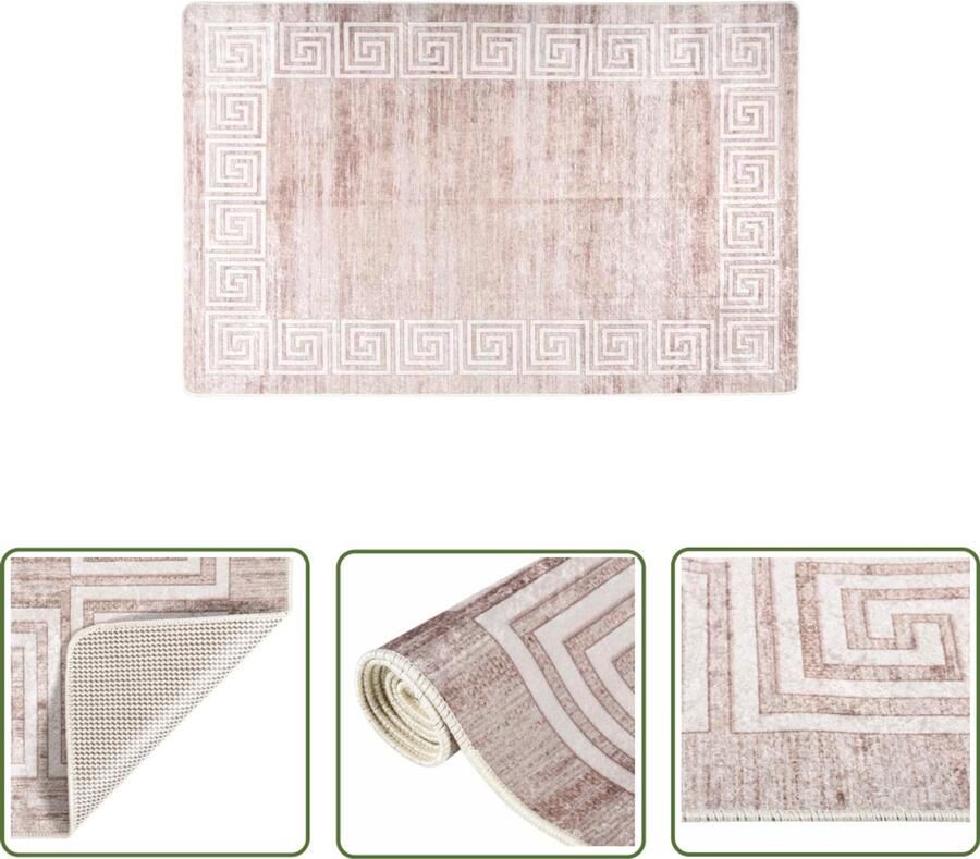 The Living Store Vloerkleed wasbaar anti-slip 160x230 cm beige Vloerkleed Tapijten Beige Vloerkleed Fluweel Vloerkleed Anti Slip Vloerkleed - Foto 2