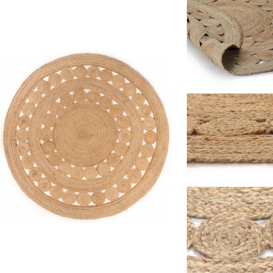 VidaXL Vloerkleed Vloerkleden Mat Vloermat Tapijt met ontwerp rond 180 cm gevlochten jute