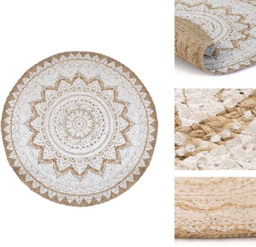 VidaXL Vloerkleed Vloerkleden Mat Vloermat Vloerkleed met print rond 210 cm gevlochten jute