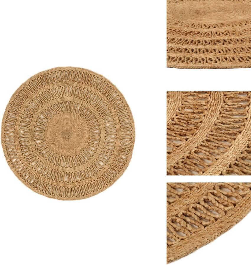 VidaXL Gevlochten Jute Tapijt 90 cm 2700 g m² Natuurlijke Jute Toon Vloerkleed