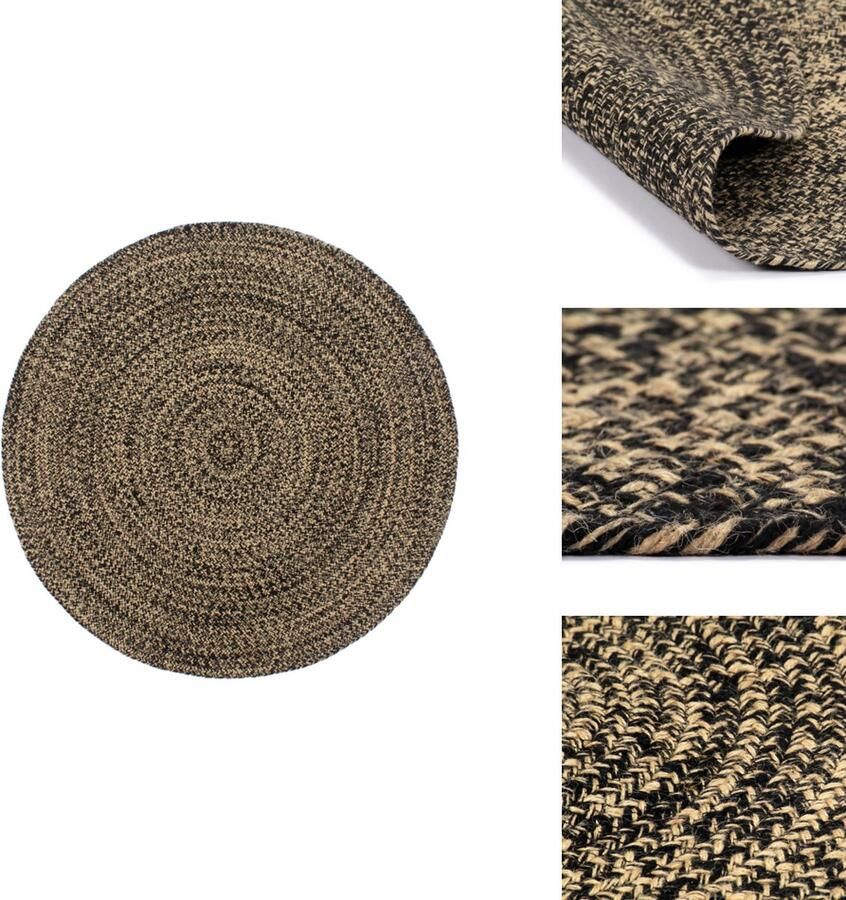 VidaXL Vloerkleed Vloerkleden Mat Vloermat Vloerkleed handgemaakt 210 cm jute zwart en bruin - Foto 2