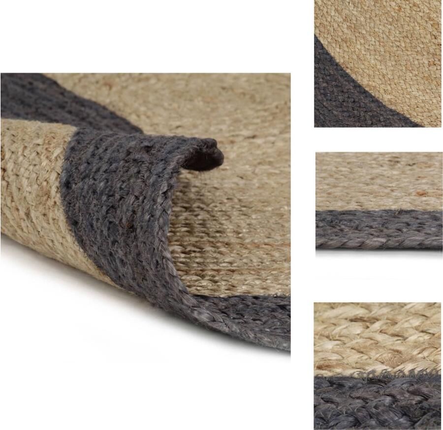 VidaXL Vloerkleed Vloerkleden Mat Vloermat Vloerkleed handgemaakt met donkergrijze rand 210 cm jute