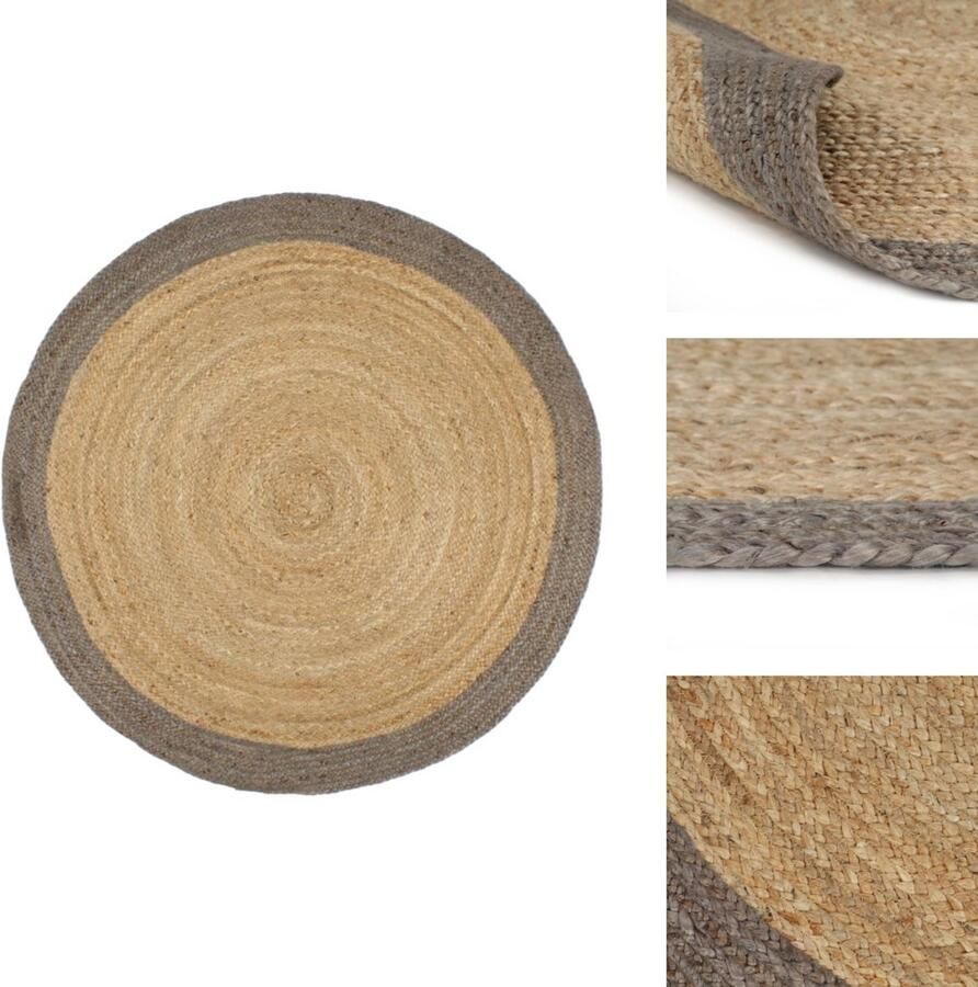 VidaXL Vloerkleed Vloerkleden Mat Vloermat Vloerkleed handgemaakt met grijze rand 240 cm jute
