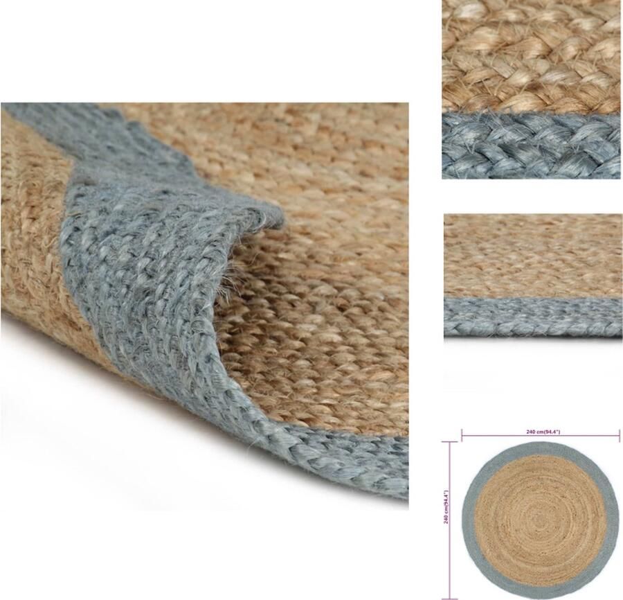VidaXL Vloerkleed Vloerkleden Mat Vloermat Vloerkleed handgemaakt met olijfgroene rand 240 cm jute