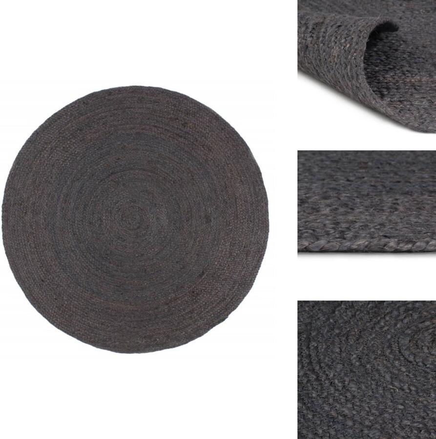VidaXL Vloerkleed Vloerkleden Mat Vloermat Vloerkleed handgemaakt rond 210 cm jute donkergrijs