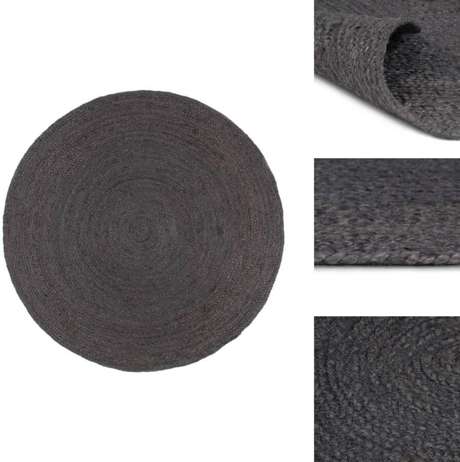 VidaXL Vloerkleed Vloerkleden Mat Vloermat Vloerkleed handgemaakt rond 240 cm jute donkergrijs