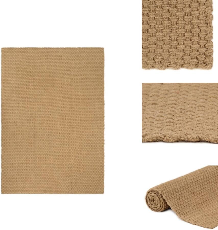 VidaXL Jute tapijt 120 x 180 cm Natuurlijk jutetint 2x2 breipatroon 2.200 g m² Vloerkleed