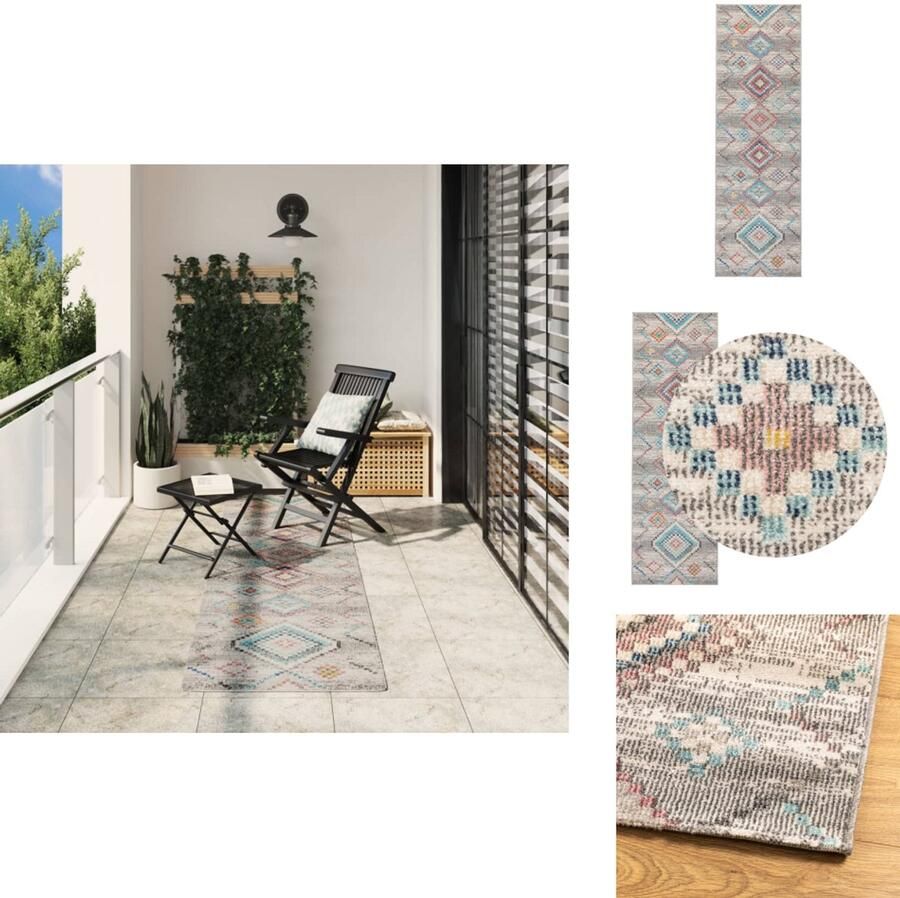 VidaXL Vloerkleed Vloerkleden Tapijt Vloerbedekking Vloerkleed ARBIZU binnen en buiten vintage stijl 80x250 cm