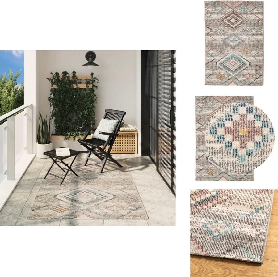 The Living Store Vloerkleed ARBIZU binnen en buiten vintage stijl 140x200 cm Vloerkleed Vintage Vloerkleed Polypropyleen Vloerkleed Multikleurig Vloerkleed Waterdicht Vloerkleed - Foto 3