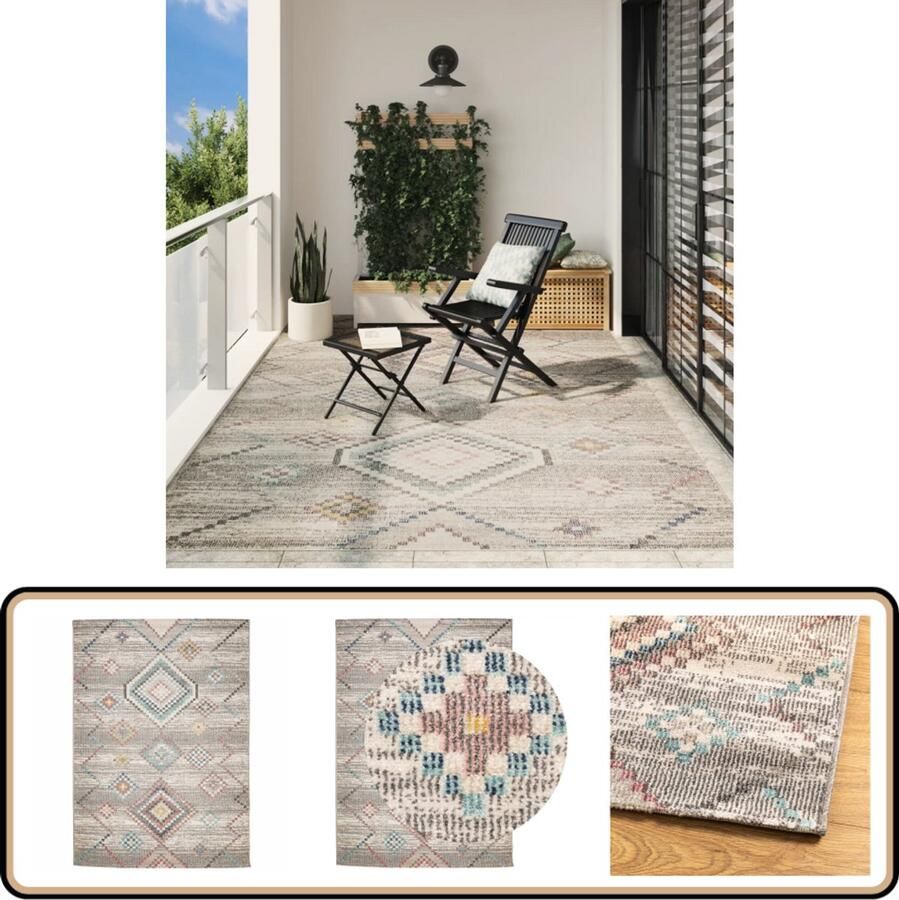 The Living Store ARBIZU Vloerkleed 240 x 340 cm Vintage stijl met geometrisch patroon Vloerkleed Vintage Vloerkleed Tapijten Interieurdecoratie Woondecoratie - Foto 2