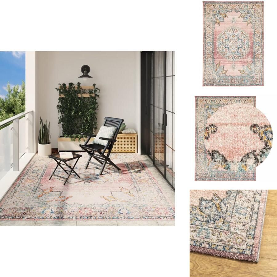 VidaXL Vloerkleed Vloerkleden Tapijt Vloerbedekking Vloerkleed ARBIZU binnen en buiten vintage stijl 240x340 cm