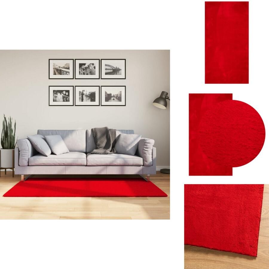 VidaXL Vloerkleed Vloerkleden Tapijt Vloerbedekking Vloerkleed HUARTE laagpolig zacht wasbaar 80x150 cm rood