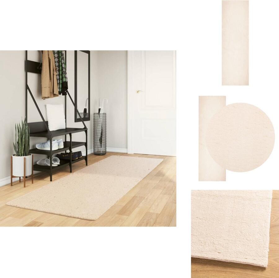 VidaXL Vloerkleed Vloerkleden Tapijt Vloerbedekking Vloerkleed HUARTE laagpolig zacht wasbaar 80x250 cm beige