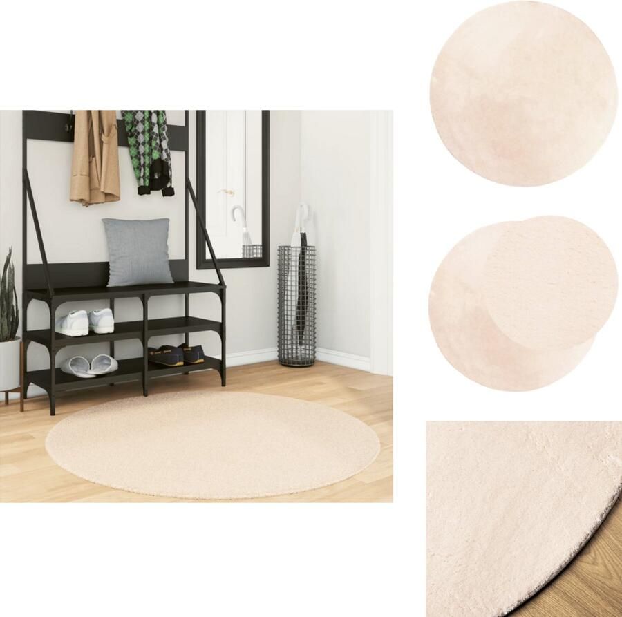 VidaXL Vloerkleed HUARTE laagpolig 120 cm beige Vloerkleed Tapijten Huiskamer Decoratie Woonkamer Accessoires Beige Vloerkleed