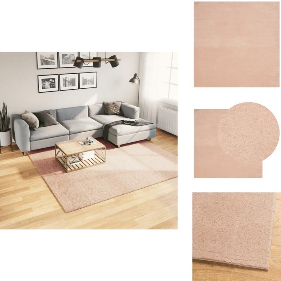 VidaXL Vloerkleed Vloerkleden Tapijt Vloerbedekking Vloerkleed HUARTE laagpolig zacht wasbaar 240x240 cm roze
