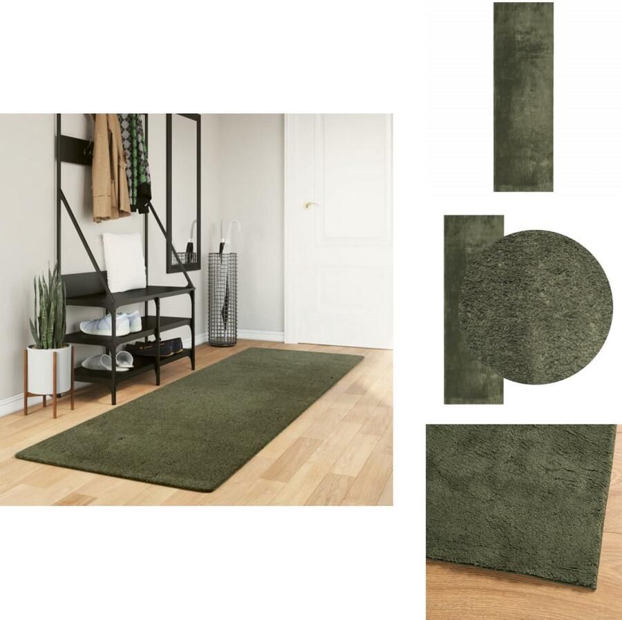 VidaXL Vloerkleed Vloerkleden Tapijt Vloerbedekking Vloerkleed HUARTE laagpolig zacht wasbaar 80x250 cm bosgroen