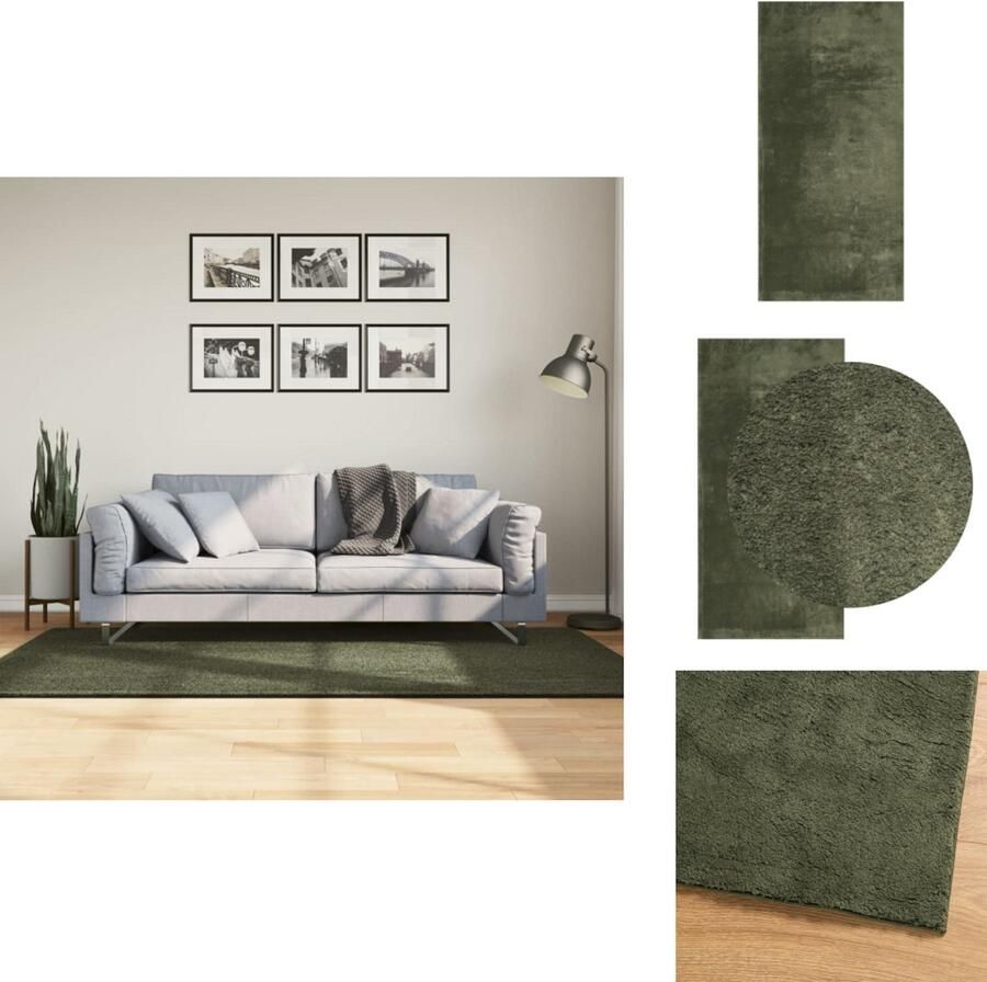 VidaXL Vloerkleed Vloerkleden Tapijt Vloerbedekking Vloerkleed HUARTE laagpolig zacht wasbaar 100x200 cm bosgroen