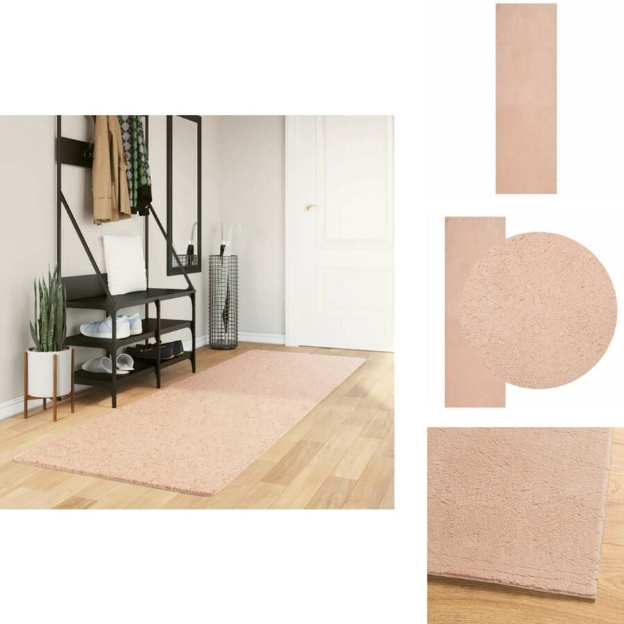 VidaXL Vloerkleed Vloerkleden Tapijt Vloerbedekking Vloerkleed HUARTE laagpolig zacht wasbaar 80x250 cm roze