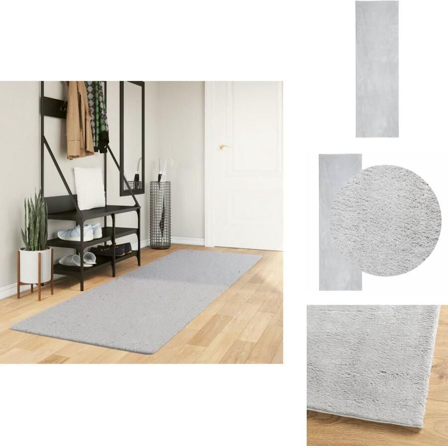 VidaXL Vloerkleed Vloerkleden Tapijt Vloerbedekking Vloerkleed HUARTE laagpolig zacht wasbaar 80x250 cm grijs