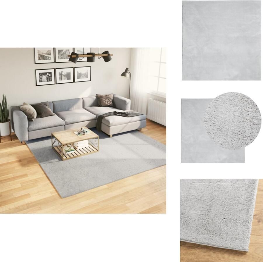 VidaXL Vloerkleed Vloerkleden Tapijt Vloerbedekking Vloerkleed HUARTE laagpolig zacht wasbaar 240x240 cm grijs