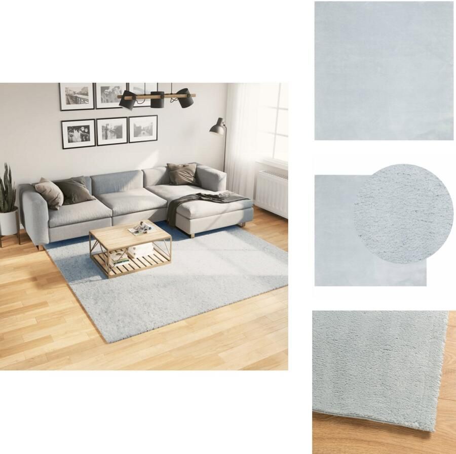 VidaXL Vloerkleed Vloerkleden Tapijt Vloerbedekking Vloerkleed HUARTE laagpolig zacht wasbaar 240x240 cm blauw