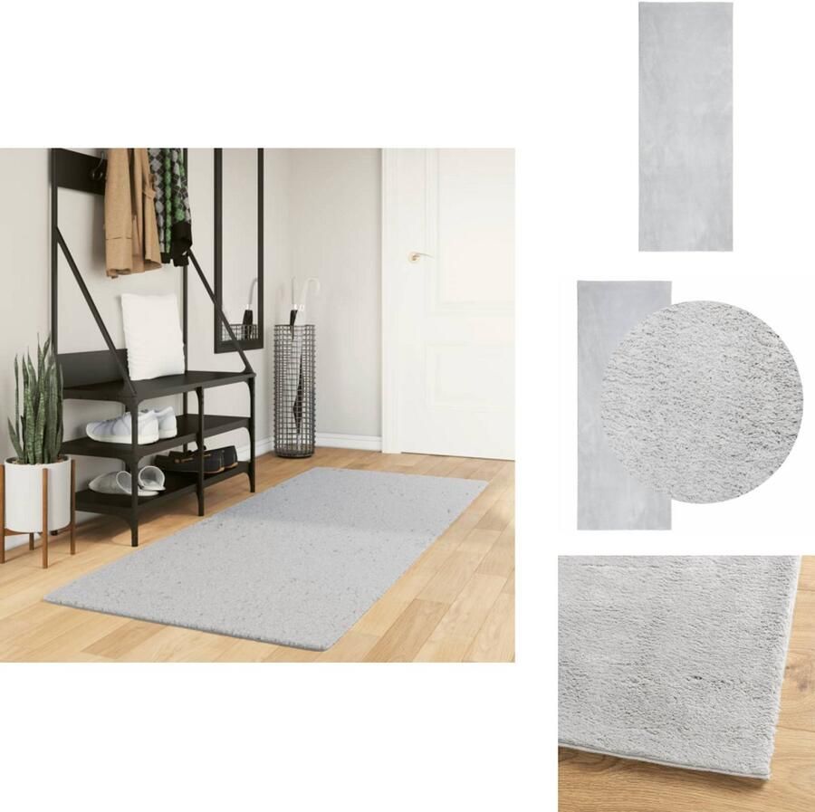 VidaXL Vloerkleed Vloerkleden Tapijt Vloerbedekking Vloerkleed HUARTE laagpolig zacht wasbaar 80x200 cm grijs