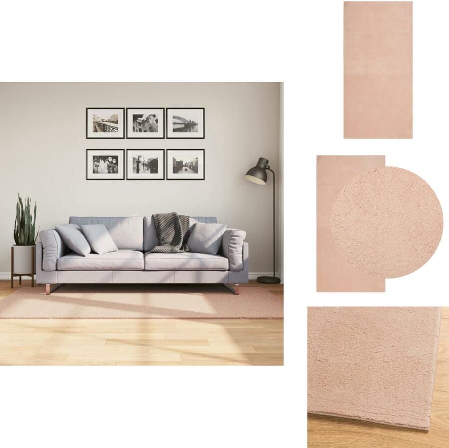 VidaXL Vloerkleed Vloerkleden Tapijt Vloerbedekking Vloerkleed HUARTE laagpolig zacht wasbaar 100x200 cm roze