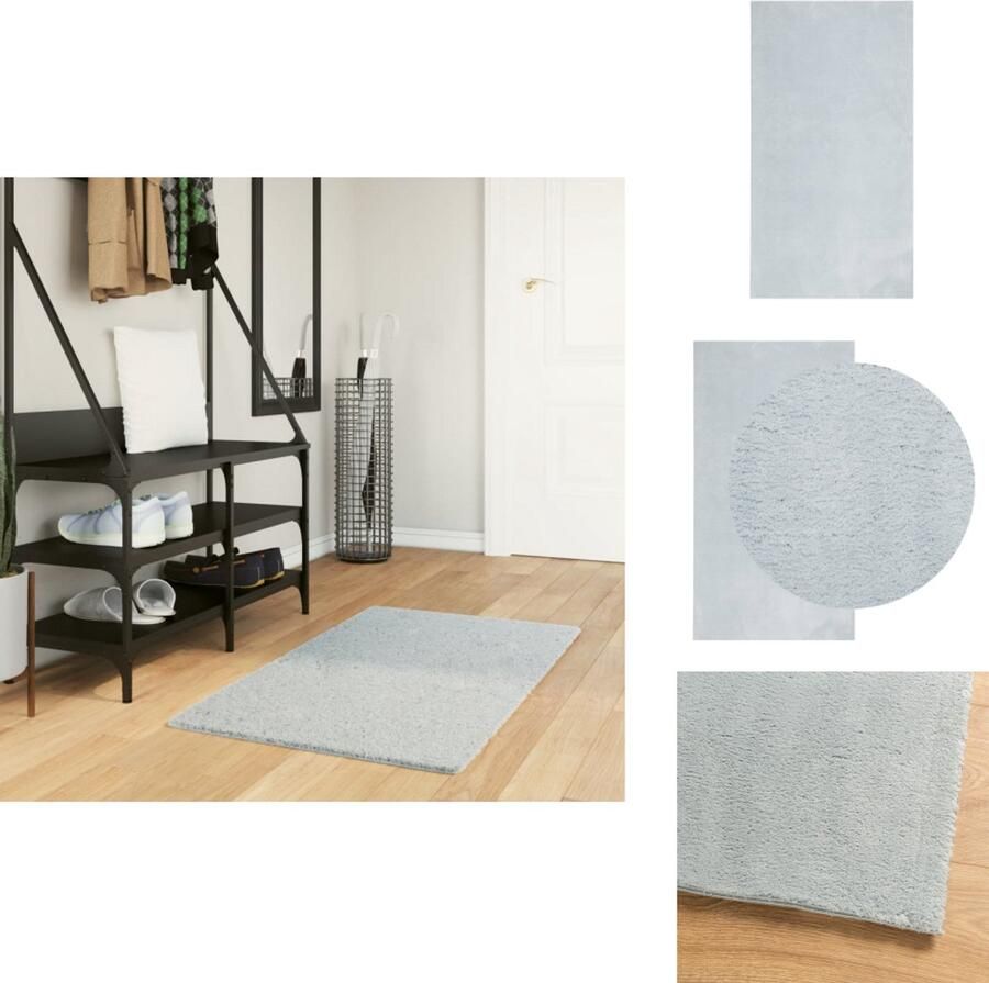 VidaXL Vloerkleed Vloerkleden Tapijt Vloerbedekking Vloerkleed HUARTE laagpolig zacht wasbaar 60x110 cm blauw