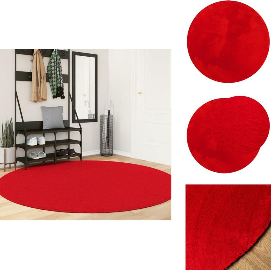 VidaXL Vloerkleed Vloerkleden Tapijt Vloerbedekking Vloerkleed HUARTE laagpolig zacht wasbaar Ø 200 cm rood