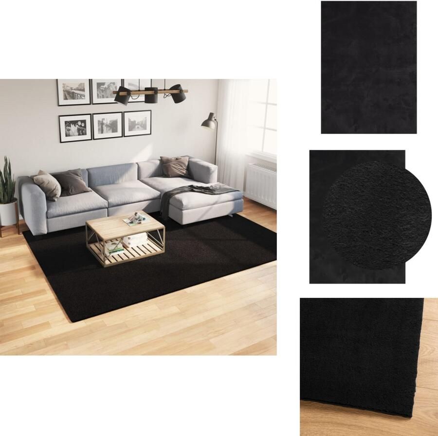VidaXL Vloerkleed Vloerkleden Tapijt Vloerbedekking Vloerkleed HUARTE laagpolig zacht wasbaar 200x280 cm zwart