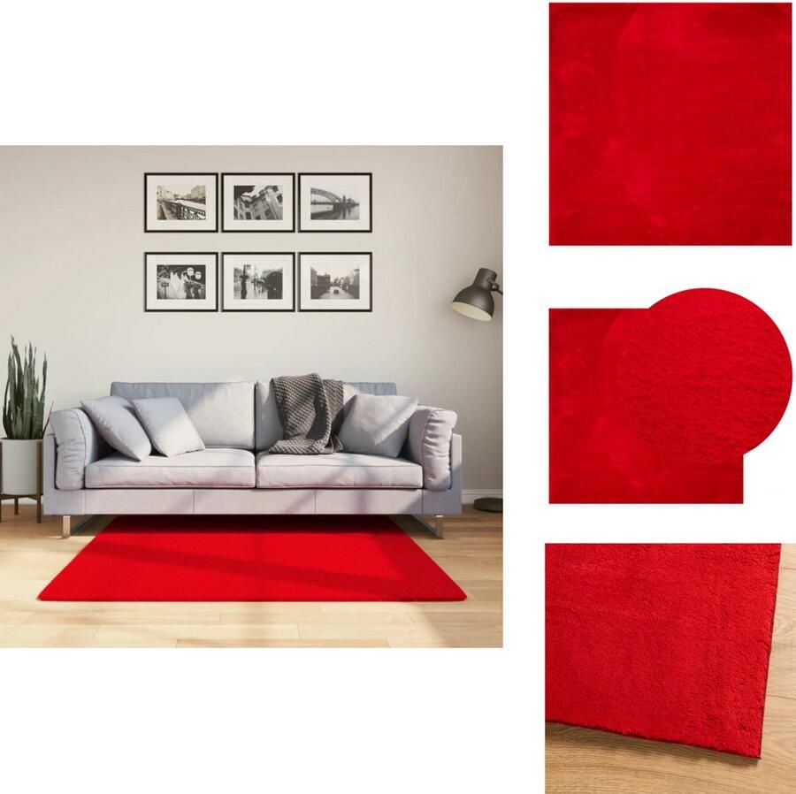VidaXL Vloerkleed Vloerkleden Tapijt Vloerbedekking Vloerkleed HUARTE laagpolig zacht wasbaar 120x120 cm rood