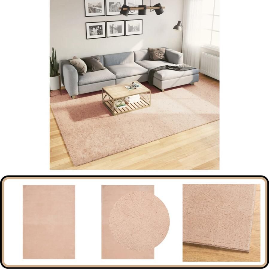 VidaXL Vloerkleed Vloerkleden Tapijt Vloerbedekking Vloerkleed HUARTE laagpolig zacht wasbaar 240x340 cm roze