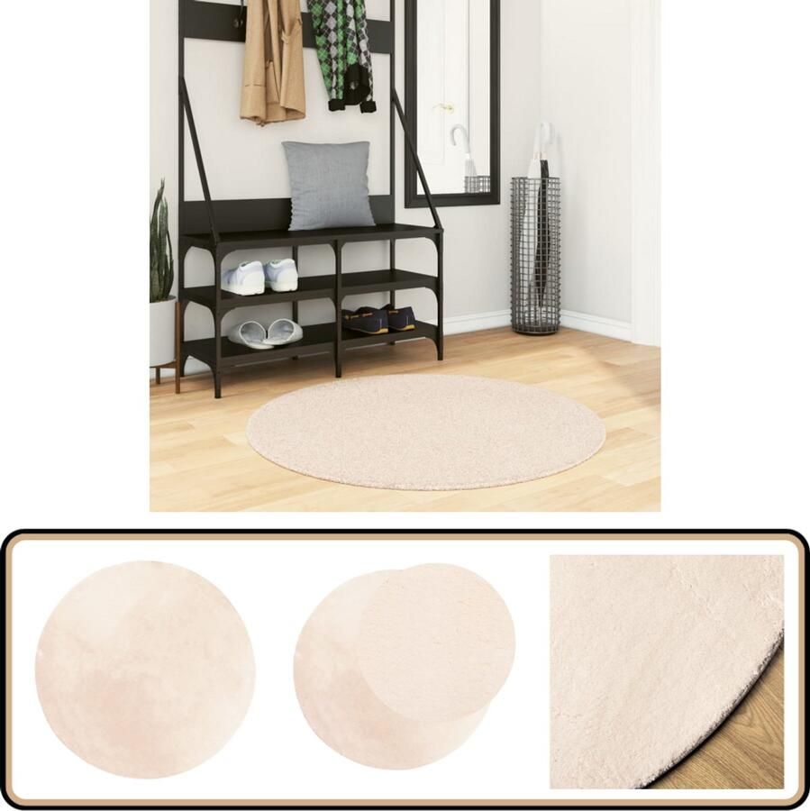 VidaXL Vloerkleed HUARTE 100 cm Beige Zacht Vloerkleed Huiskleed Beige Vloerkleed Zacht Vloerkleed Rond Vloerkleed - Foto 2