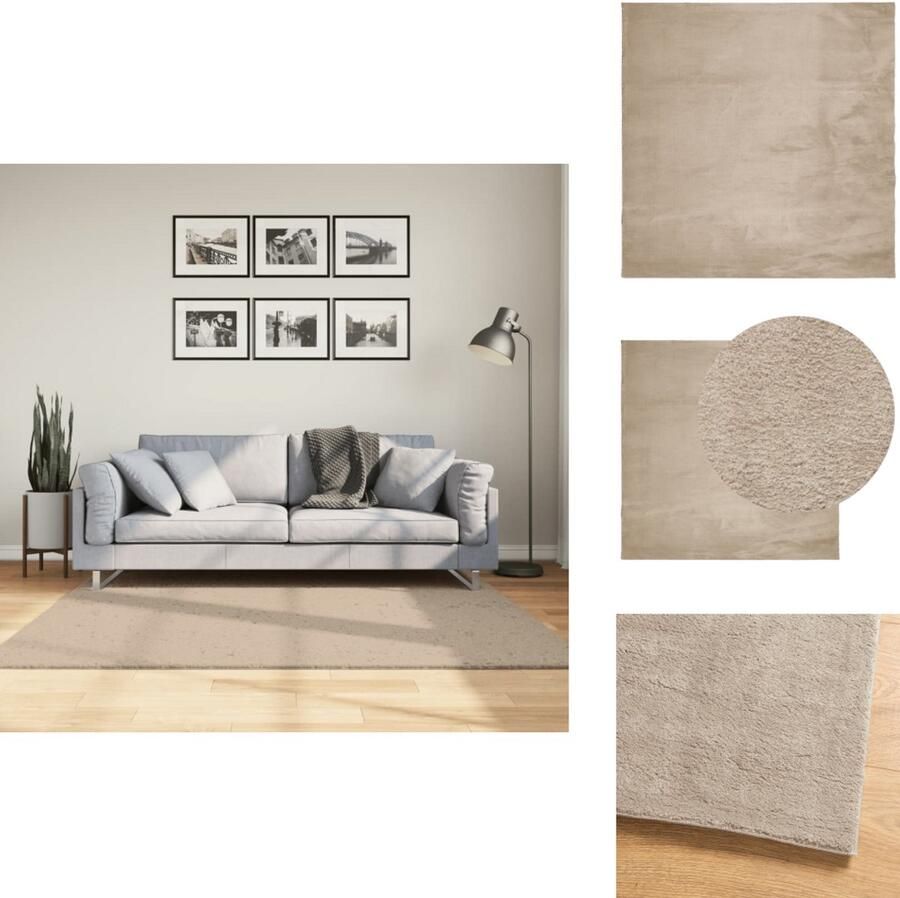 VidaXL Vloerkleed Vloerkleden Tapijt Vloerbedekking Vloerkleed HUARTE laagpolig zacht wasbaar 160x160cm zandkleurig