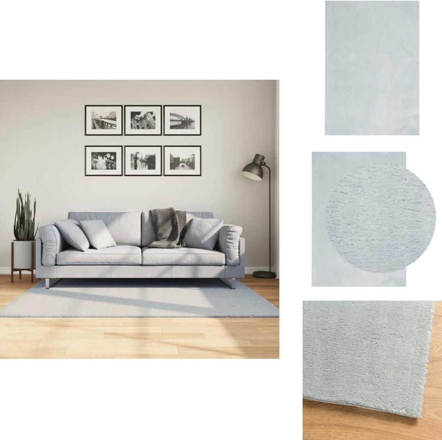 VidaXL Vloerkleed Vloerkleden Tapijt Vloerbedekking Vloerkleed HUARTE laagpolig zacht wasbaar 120x170 cm blauw